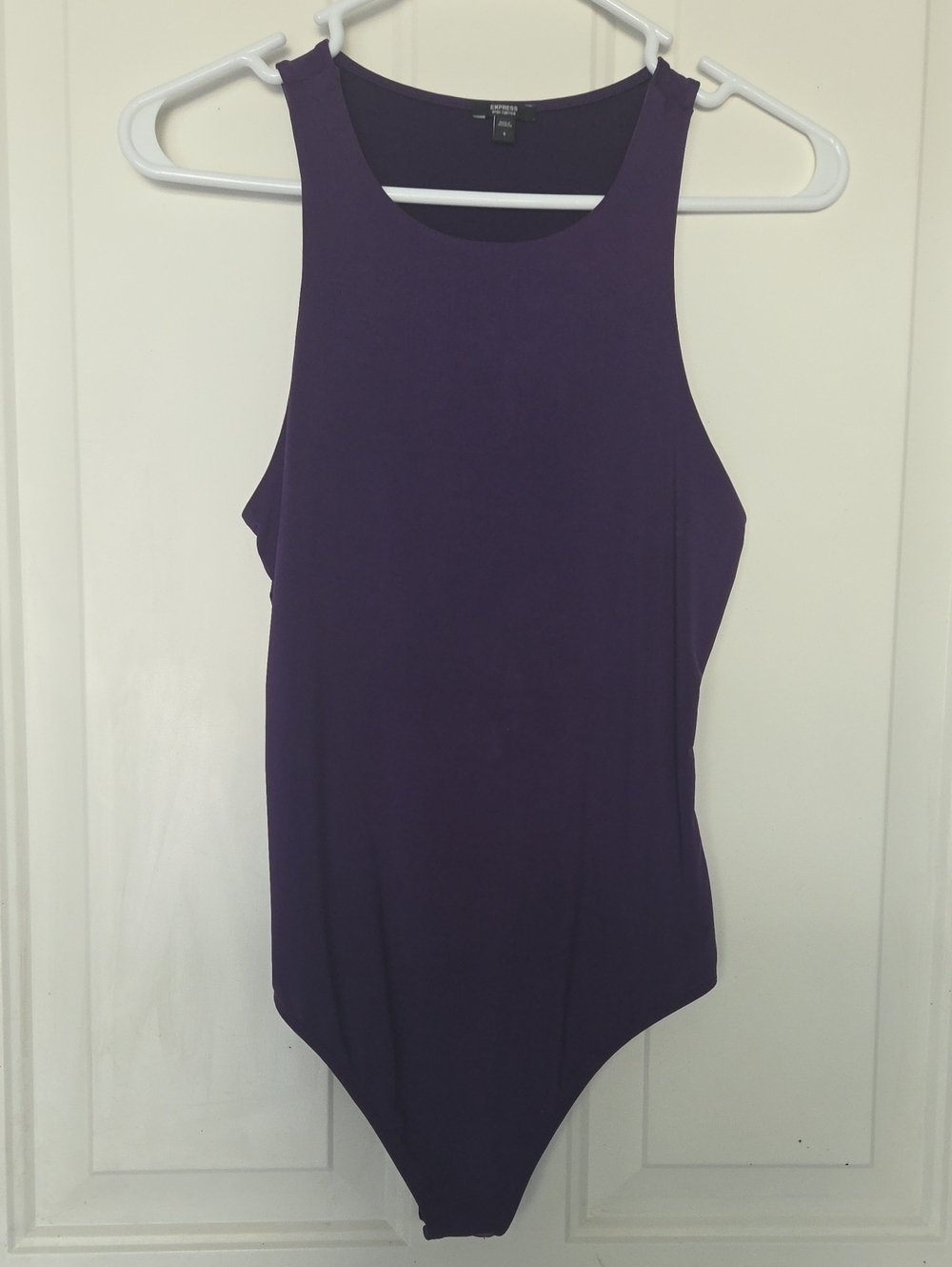 Express Purple Sleeveless High-Cut Bodysuit